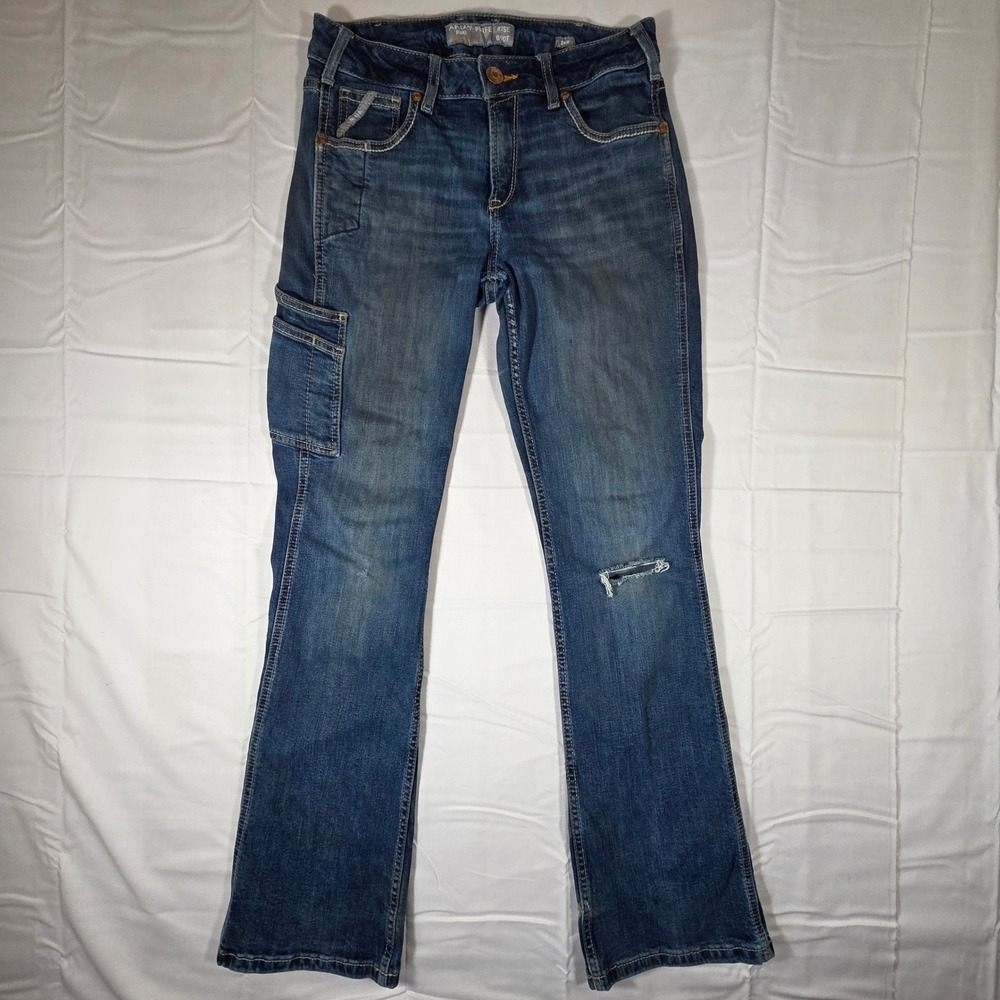 Ariat Rebar Perfect Rise Boot Cut Jeans Womens 28R Medium Wash Cargo Pocket